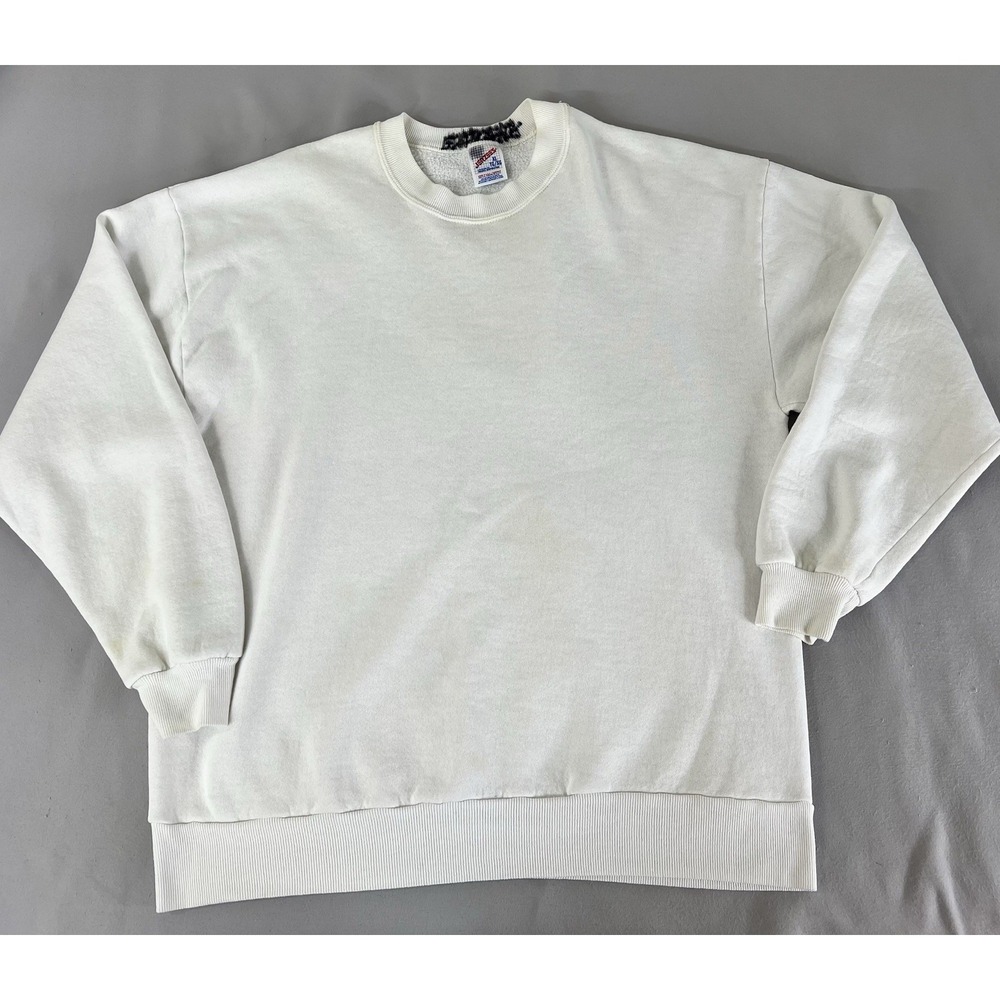 Vintage 90's Sweatshirt Unisex Size XL White Gym Training Sportswear Y2K